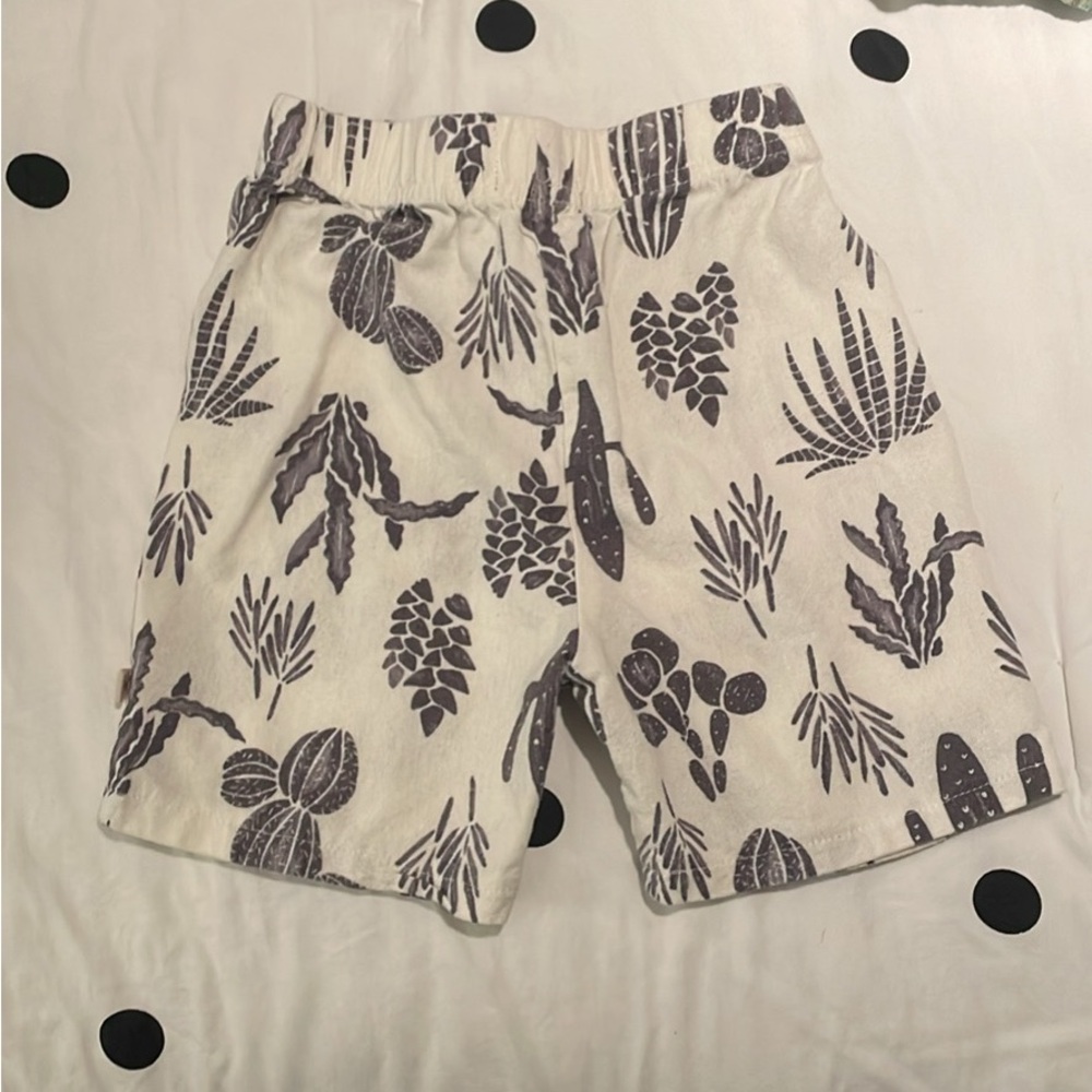 BearPaw Kids Leaf Print Shorts - Cream and Purple